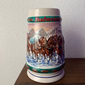 Vintage 1993 Budweiser tall mug holiday Christmas
